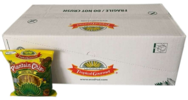 Tropische Gourmet Kochbananenchips – Karton (natürlich süß) 20 Stück