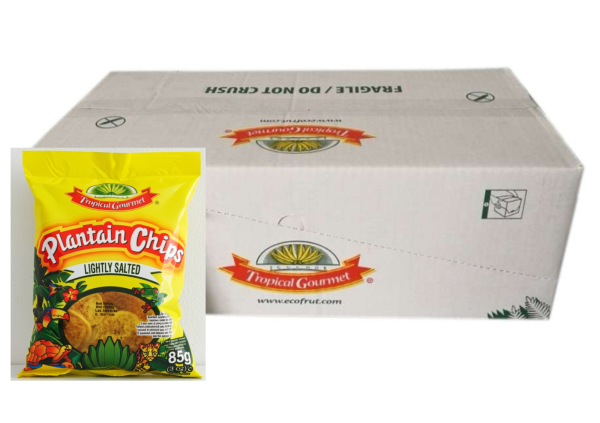 Tropische Gourmet-Kochbananenchips – Karton (leicht gesalzen) 20 Stück